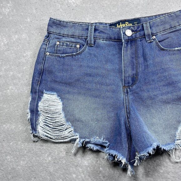 Indigo Rein Shorts Womens Size 9 Waist 28 Stretch Distressed Raw Hem Jean Shorts - Picture 5 of 12